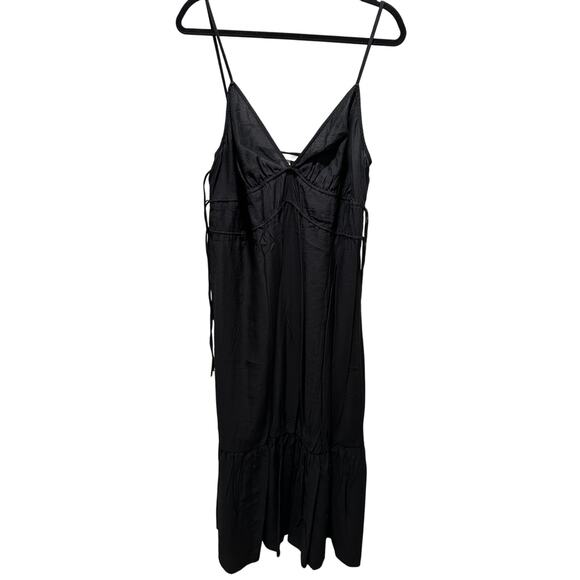 H&M Black Maxi Sun Flowy Dress with Tie Sides - Size Large - Picture 1 of 2